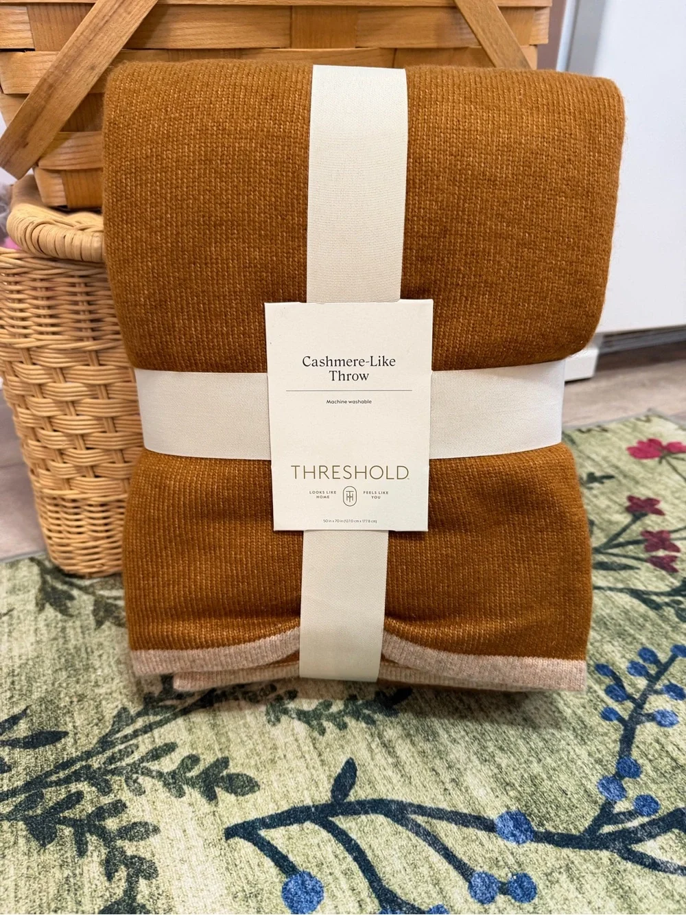 Threshold Caramel Throw with Cream Border